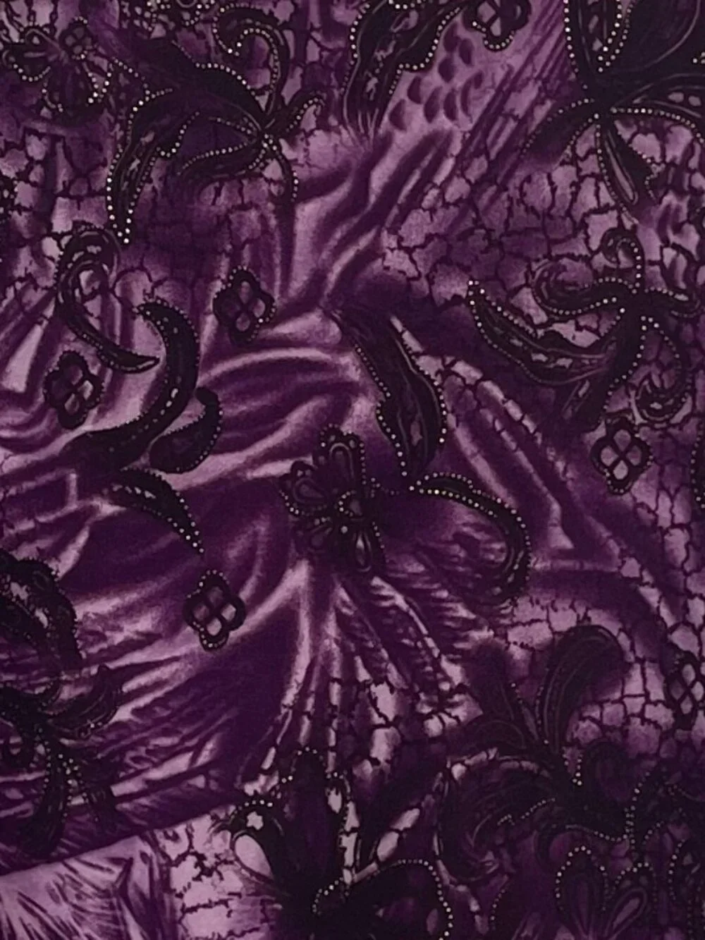 Catty Purple Paisley Gold Texture Accent Side Tie Tank Size 3X ~ XL Fit - Picture 2 of 5